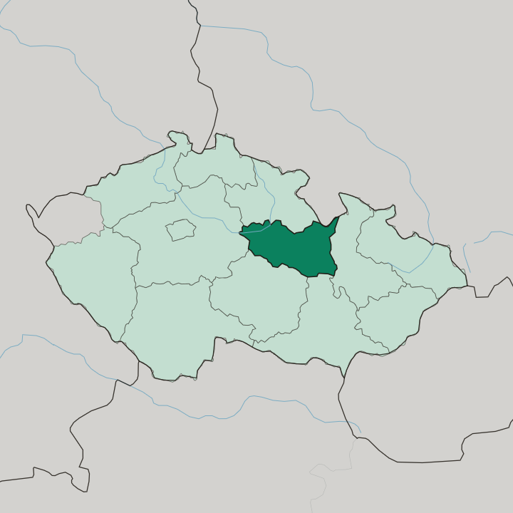Map showing Pardubický kraj — In Czech Republic