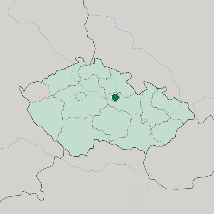 Map showing Pardubice — In Czech Republic