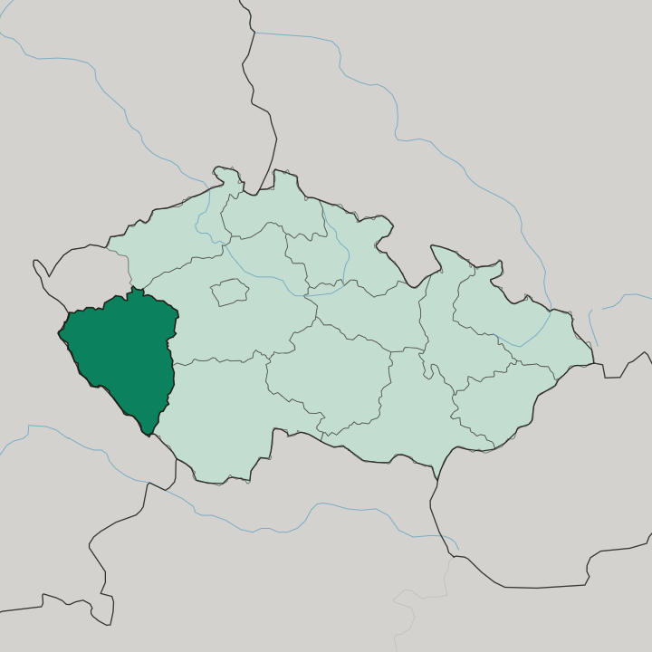 Map showing Plzeňský kraj — In Czech Republic