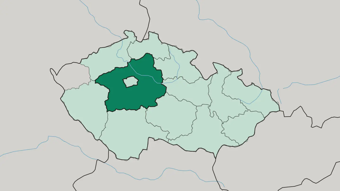 Map of Středočeský kraj in Czech Republic