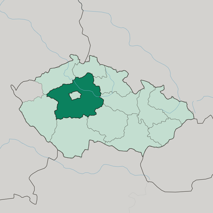 Map showing Středočeský kraj — In Czech Republic
