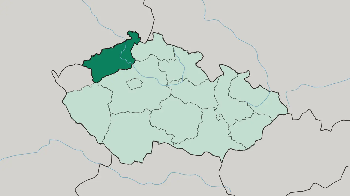 Map of Ústecký kraj in Czech Republic