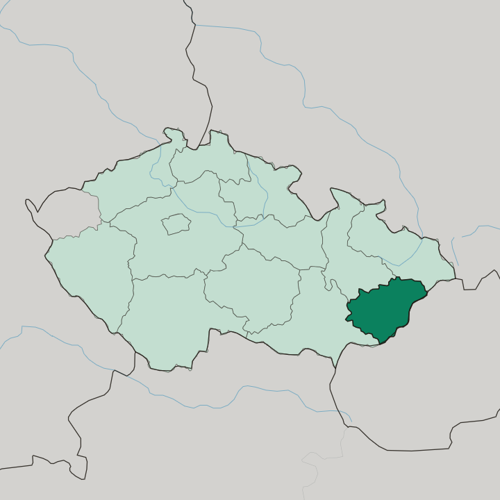 Map showing Zlínský kraj — In Czech Republic