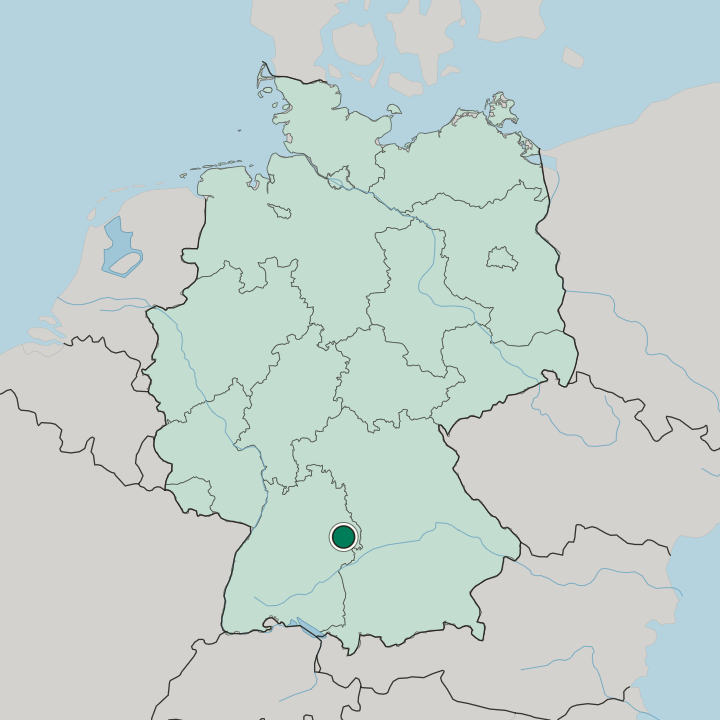 Map showing Aalen — In Germany