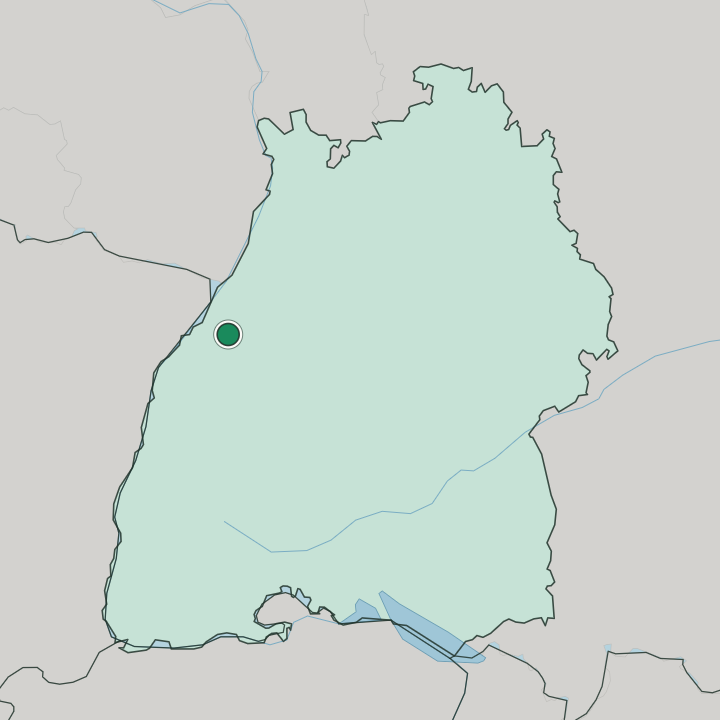 Map showing Baden-Baden — In Baden-Württemberg