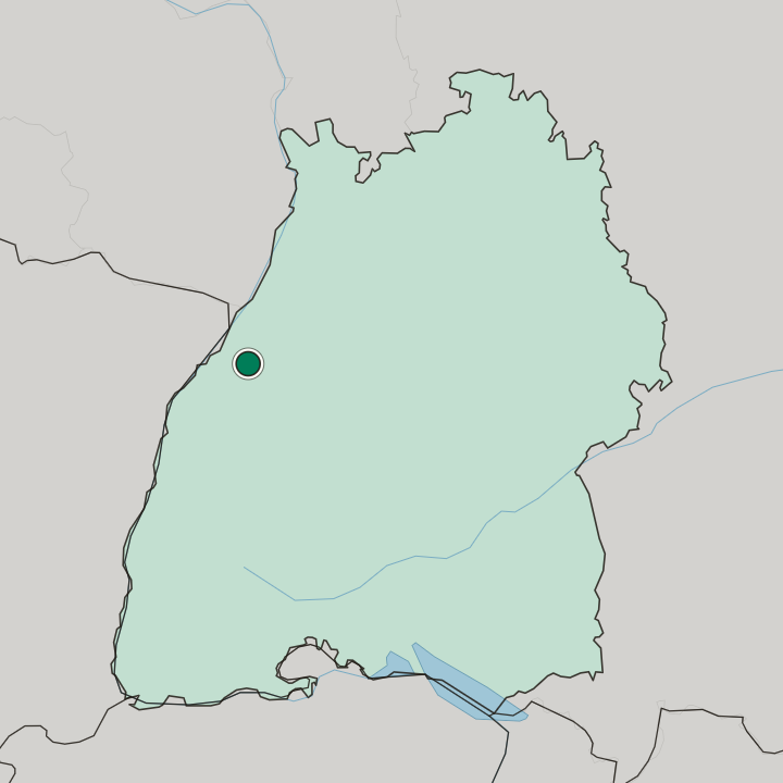 Map showing Baden-Baden — In Baden-Württemberg