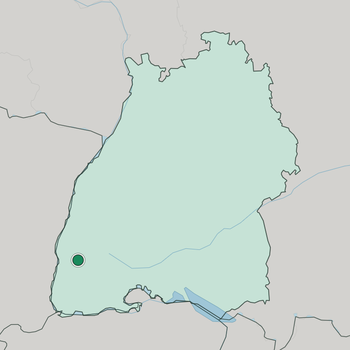 Map showing Freiburg — In Baden-Württemberg
