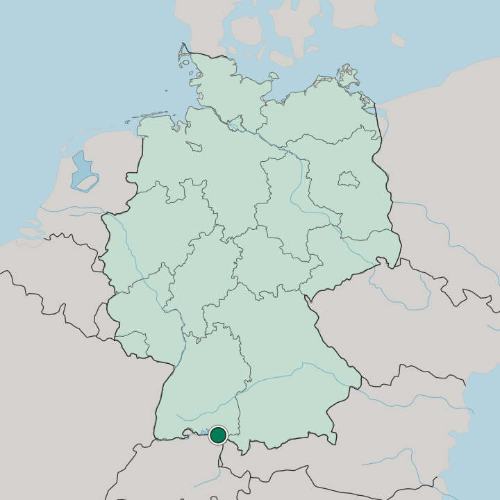 Map showing Friedrichshafen — In Germany