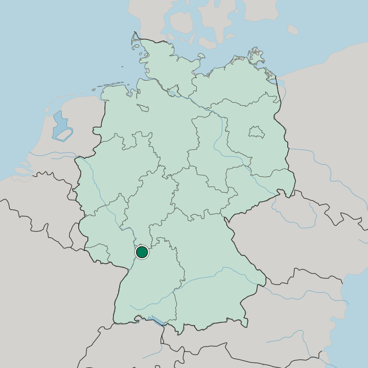 Map showing Heidelberg — In Germany