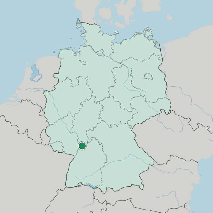 Map showing Heidelberg — In Germany