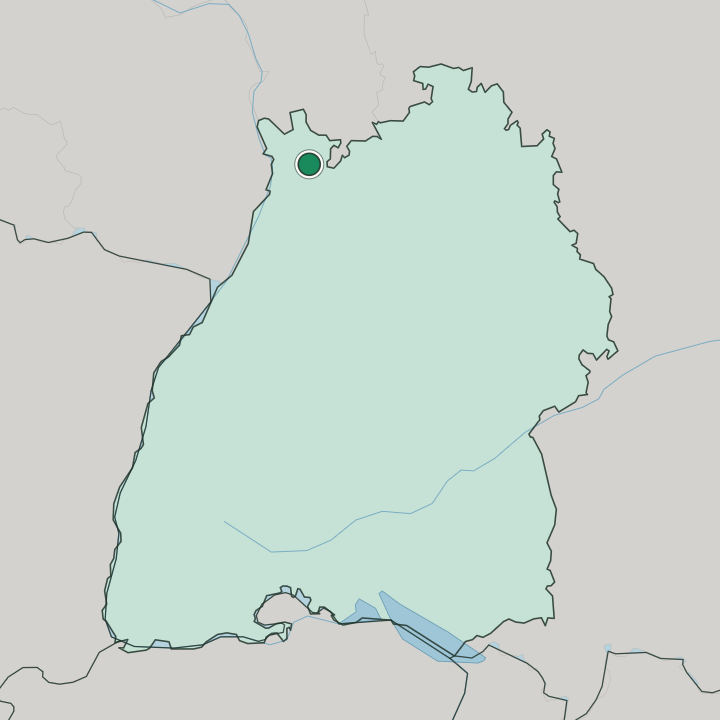 Map showing Heidelberg — In Baden-Württemberg