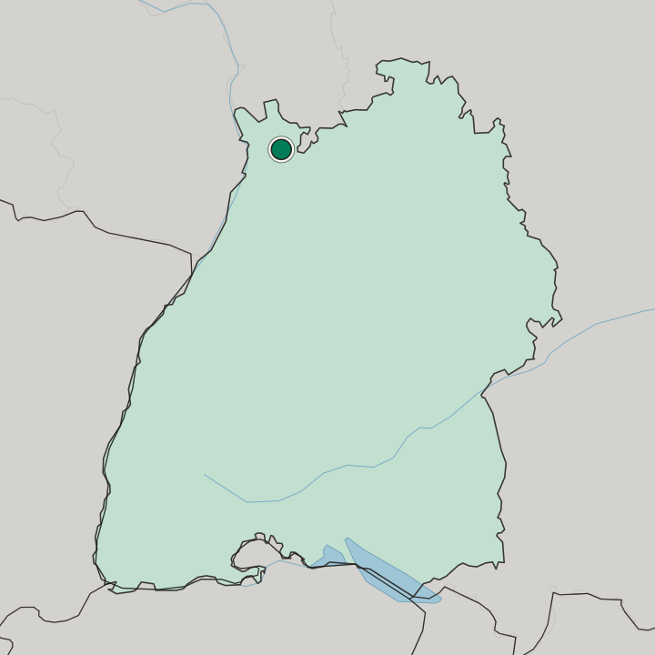 Map showing Heidelberg — In Baden-Württemberg