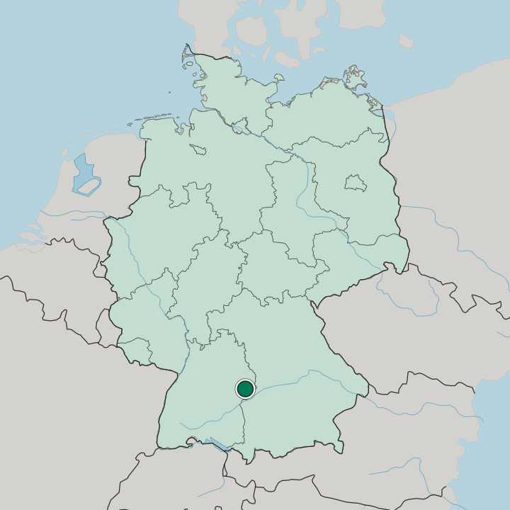 Map showing Heidenheim an der Brenz — In Germany