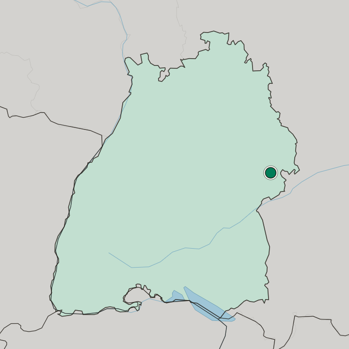 Map showing Heidenheim an der Brenz — In Baden-Württemberg