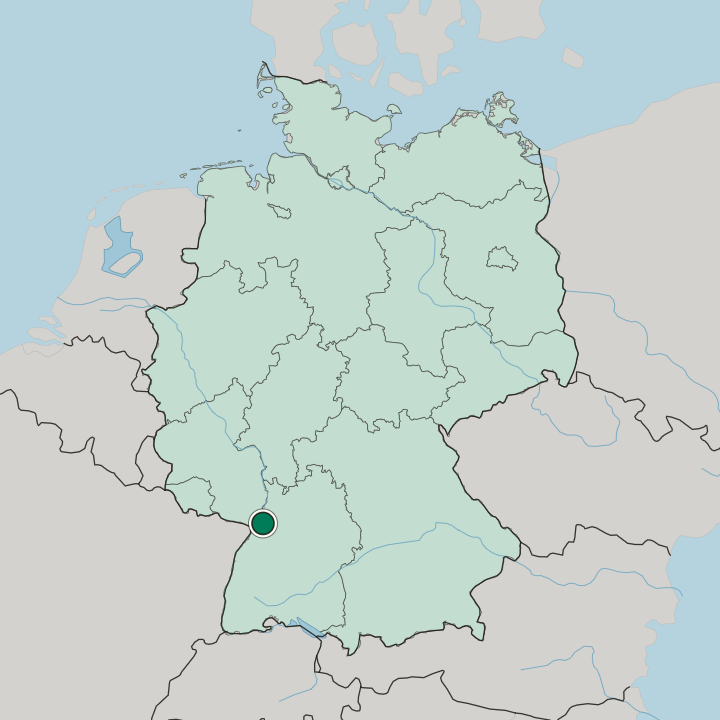Map showing Karlsruhe — In Germany