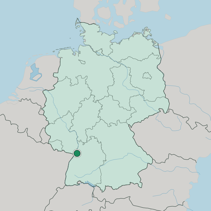 Map showing Karlsruhe — In Germany