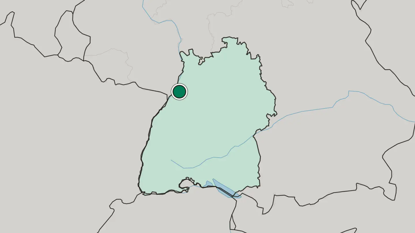 Map of Karlsruhe in Germany