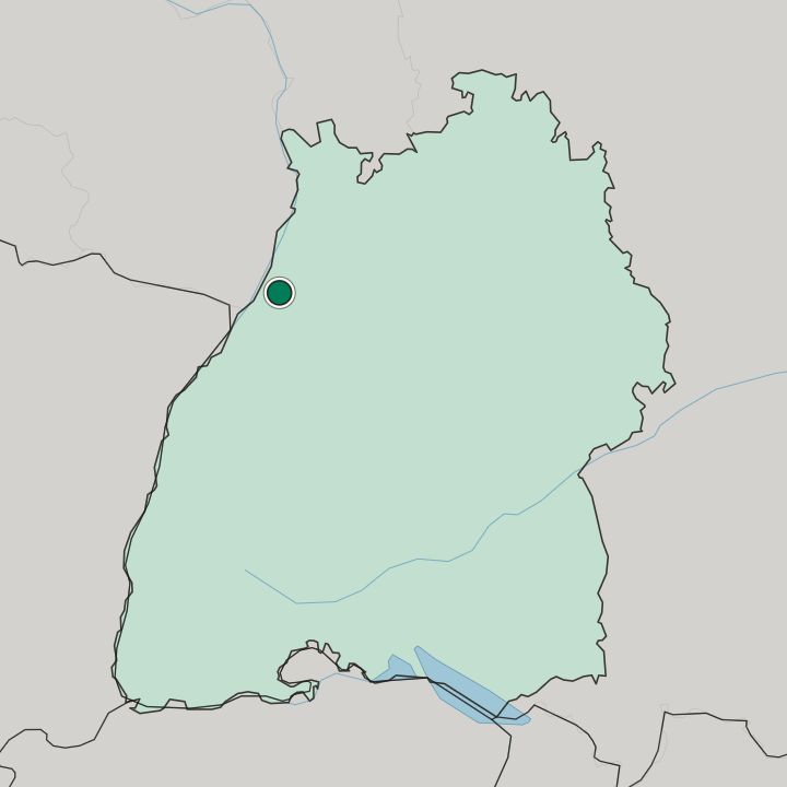 Map showing Karlsruhe — In Baden-Württemberg