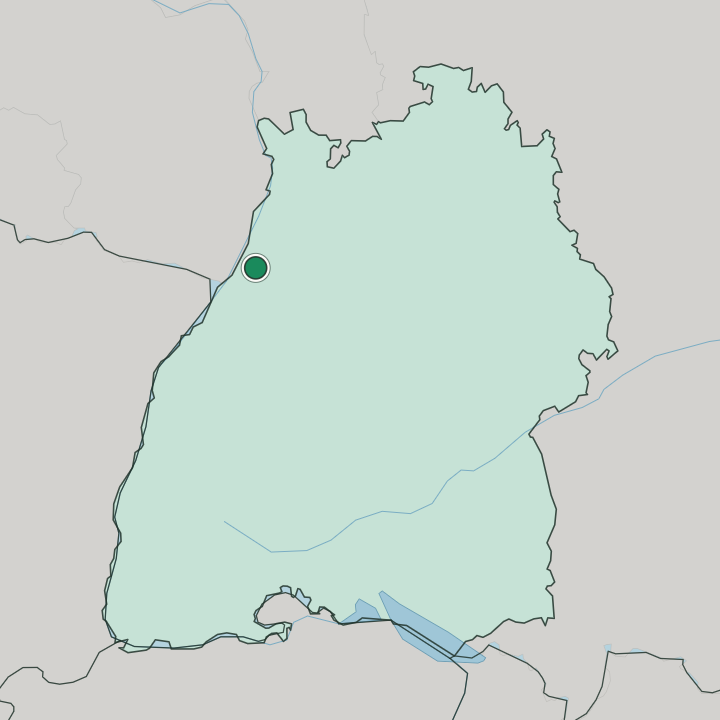 Map showing Karlsruhe — In Baden-Württemberg