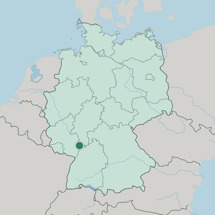 Map showing Mannheim — In Germany