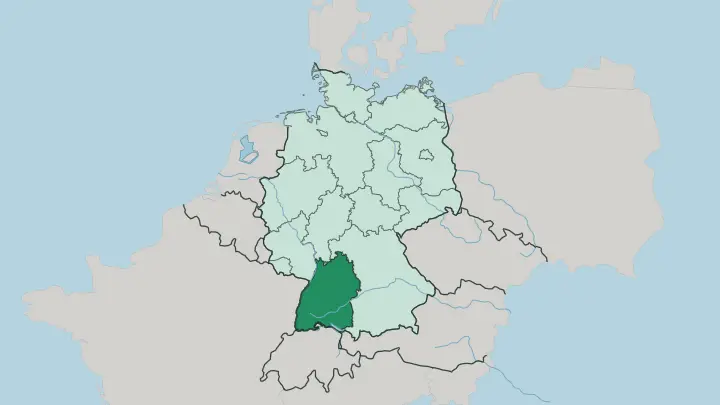 Map of Baden-Württemberg in Germany