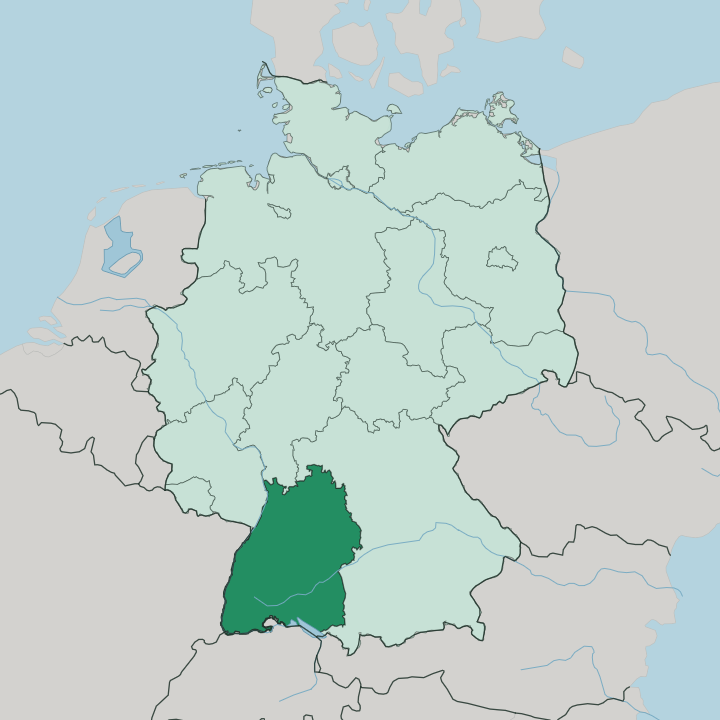 Map showing Baden-Württemberg — In Germany