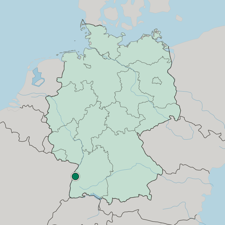 Map showing Offenburg — In Germany