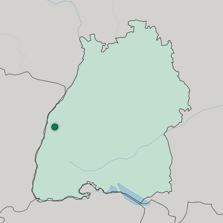 Map showing Offenburg — In Baden-Württemberg