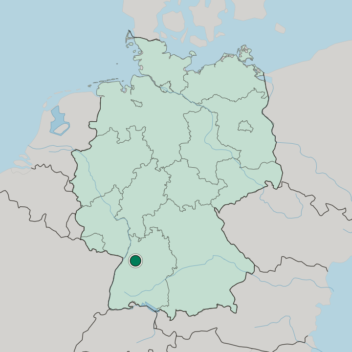 Map showing Pforzheim — In Germany
