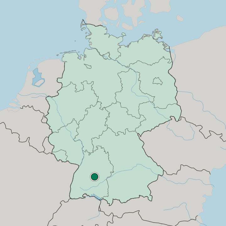 Map showing Reutlingen — In Germany