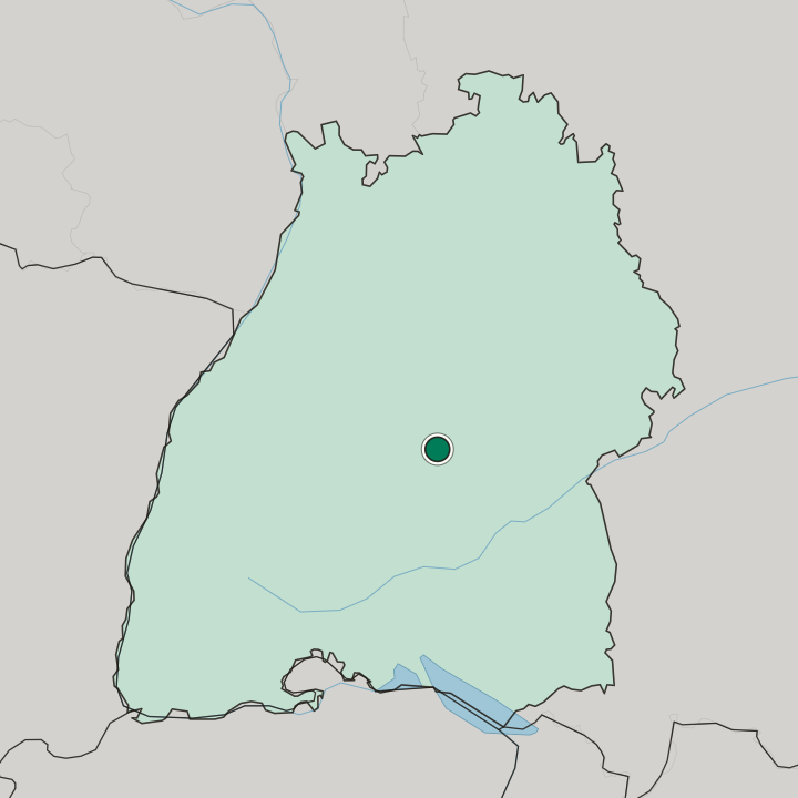Map showing Reutlingen — In Baden-Württemberg