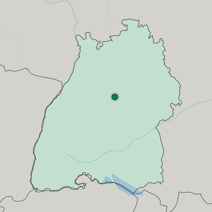 Map showing Stuttgart — In Baden-Württemberg