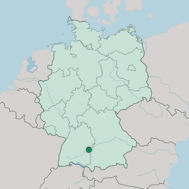 Map showing Ulm — In Germany