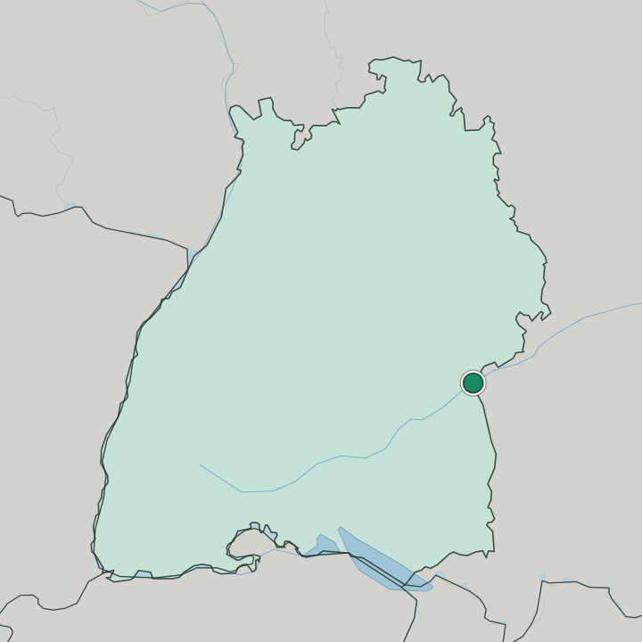 Map showing Ulm — In Baden-Württemberg