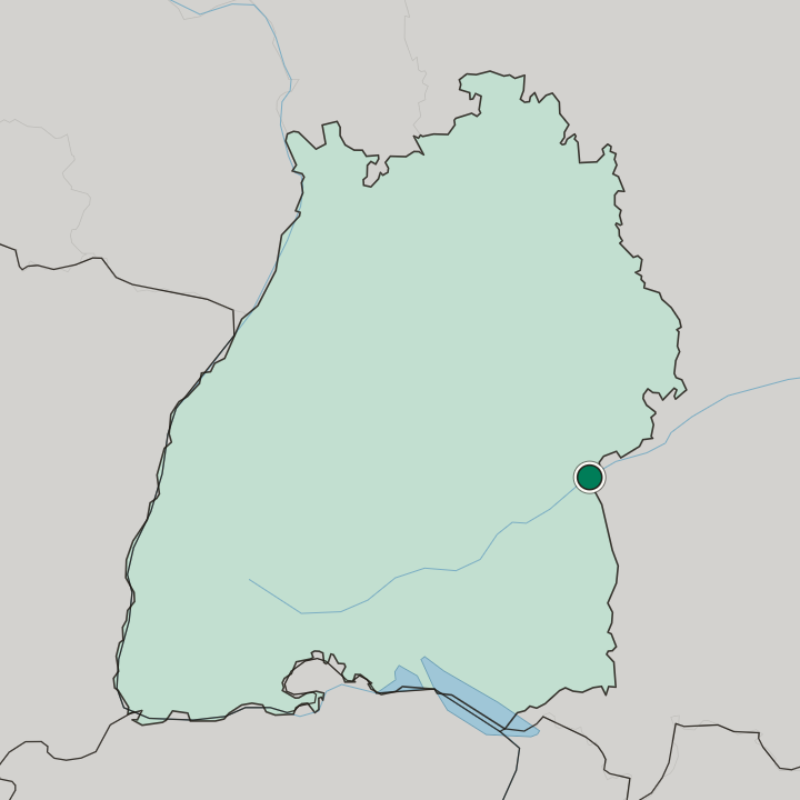 Map showing Ulm — In Baden-Württemberg