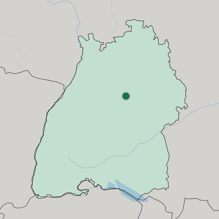 Map showing Waiblingen — In Baden-Württemberg