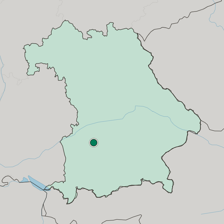 Map showing Augsburg — In Bavaria