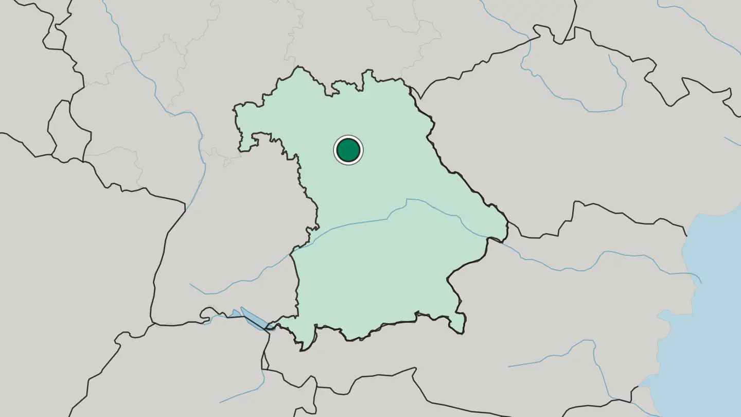 Map of Erlangen in Germany