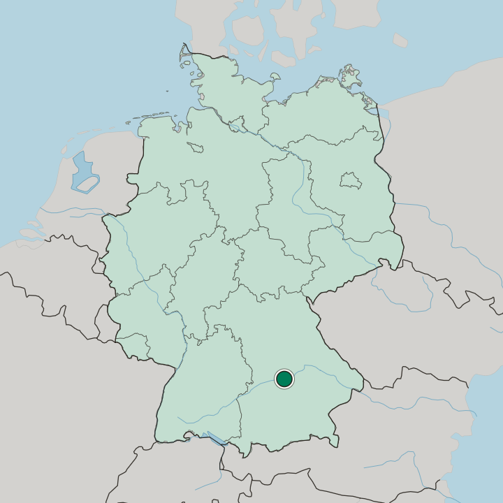 Map showing Ingolstadt — In Germany