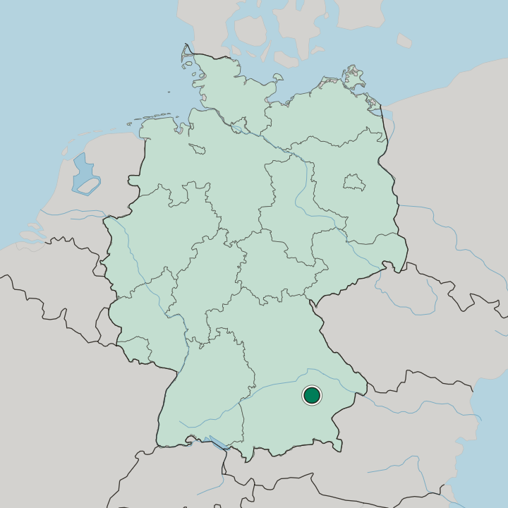 Map showing Landshut — In Germany
