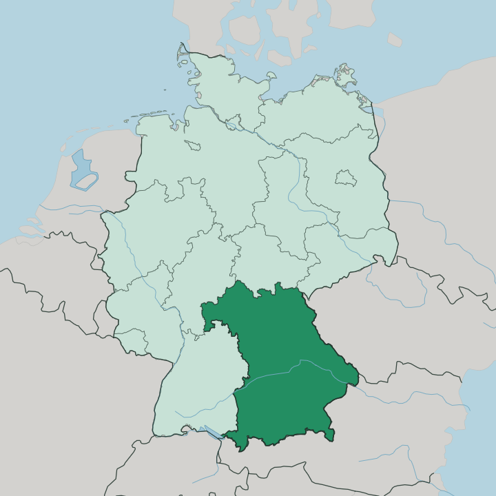 Map showing Bavaria — In Germany