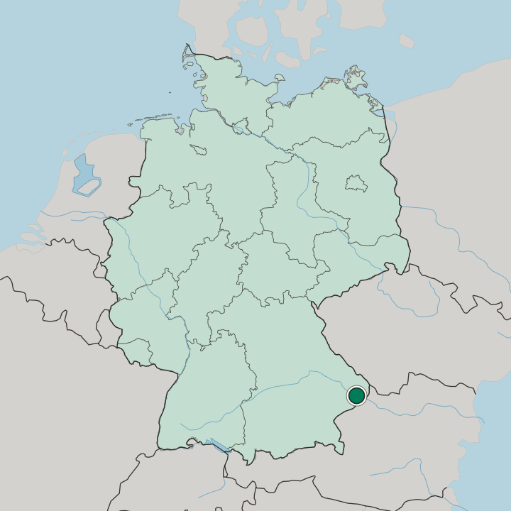 Map showing Passau — In Germany