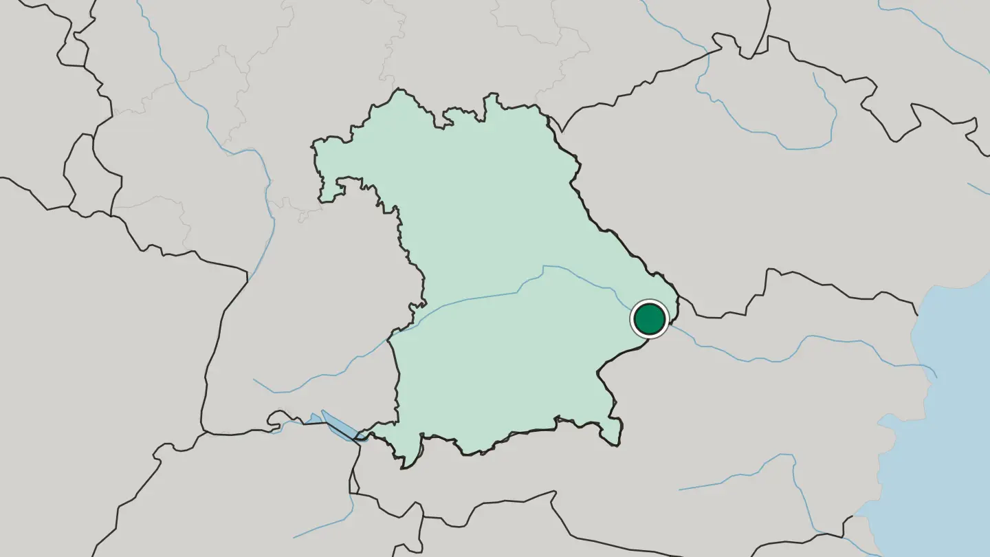 Map of Passau in Germany