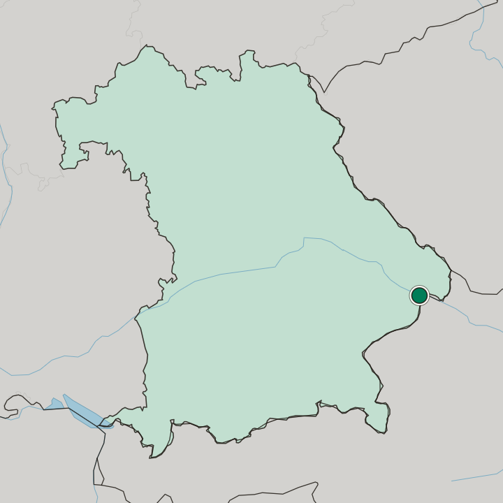 Map showing Passau — In Bavaria