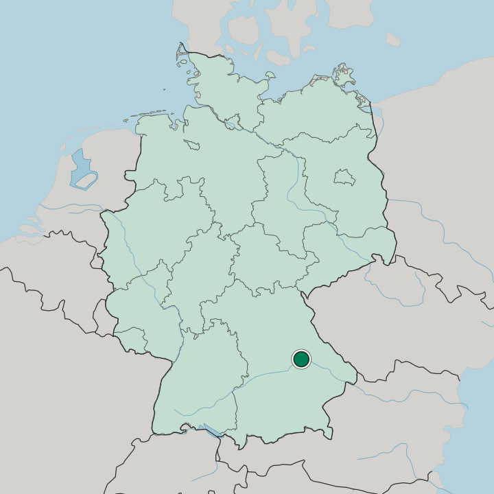 Map showing Regensburg — In Germany