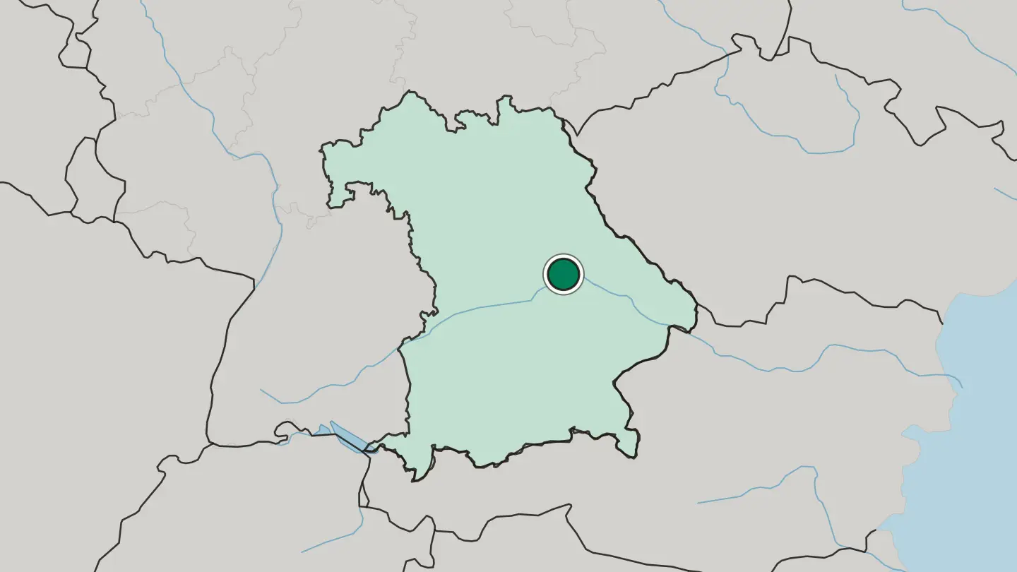Map of Regensburg in Germany