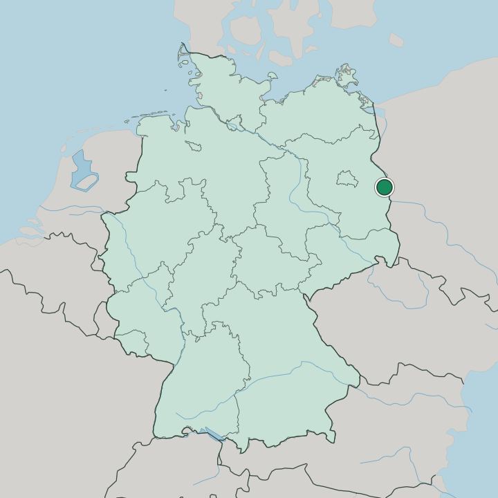Map showing Frankfurt (Oder) — In Germany