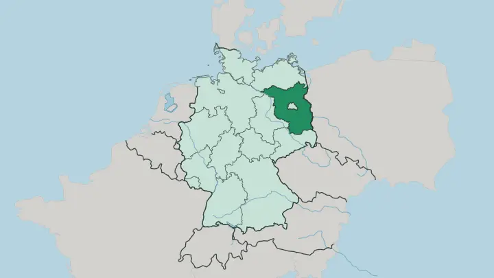 Map of Brandenburg in Germany