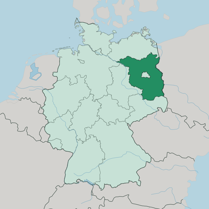 Map showing Brandenburg — In Germany