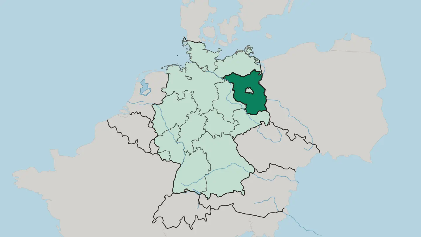 Map of Brandenburg in Germany